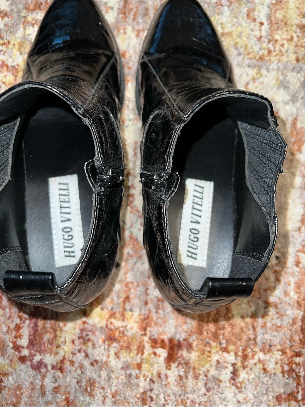 Black Croc-Embossed Men's Chelsea Boots